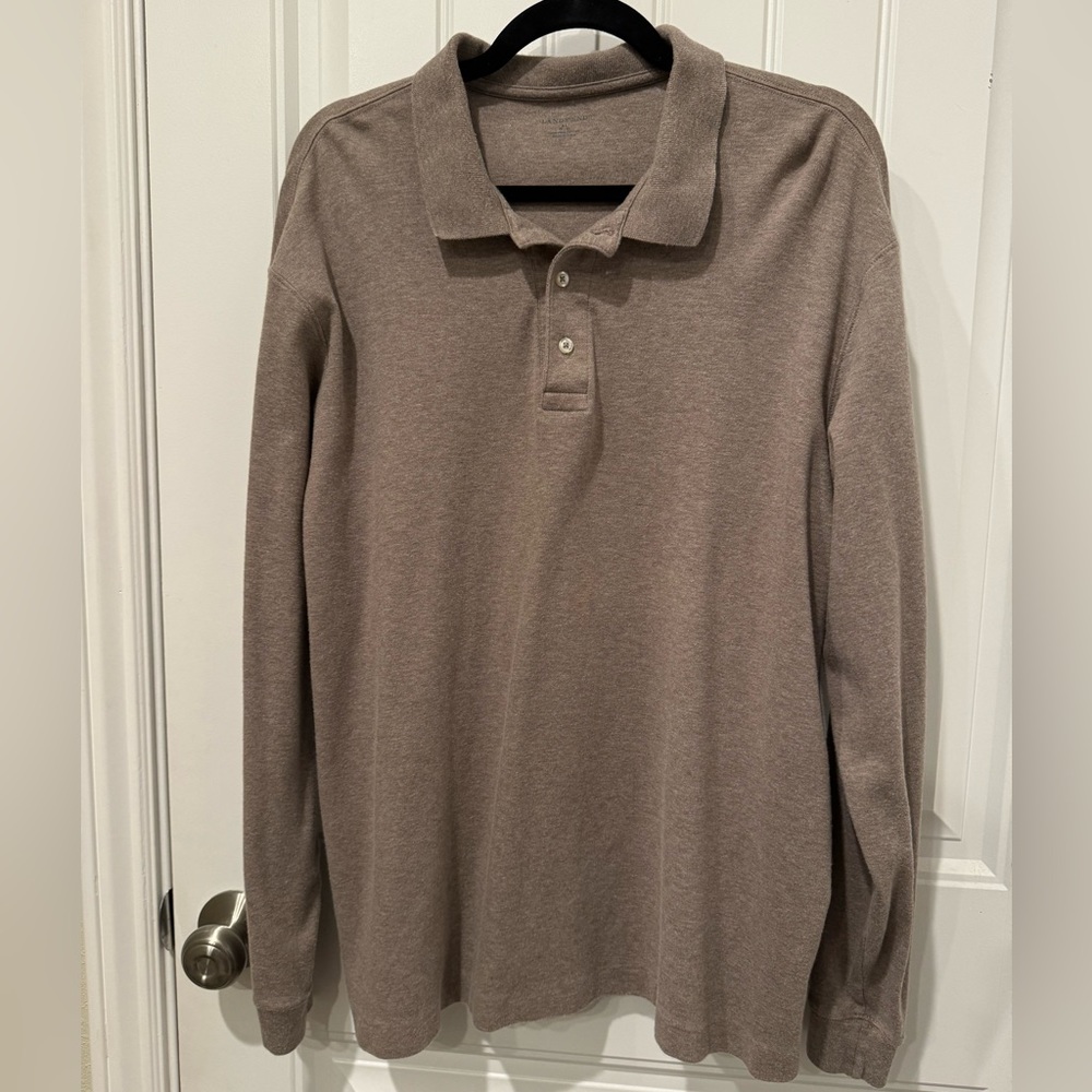 Land’s End Pima Cotton Polo Long Sleeve Tan